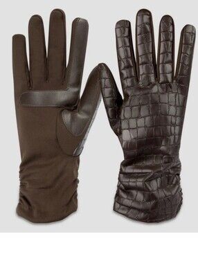 NEW Isotoner Women's Faux Croc Leather Gloves, Size S/M